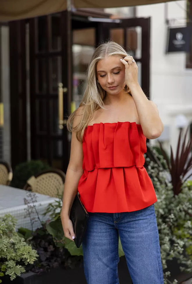 dagmar sculpted tube top red 3