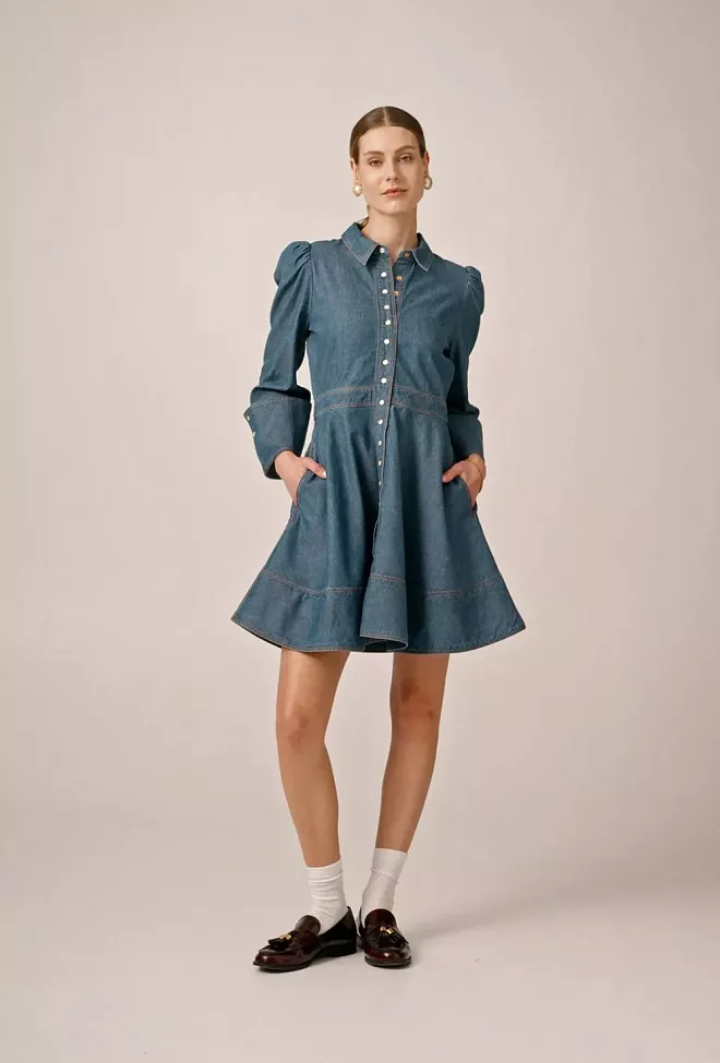 byTiMo Denim Mini Dress French Blue kjole