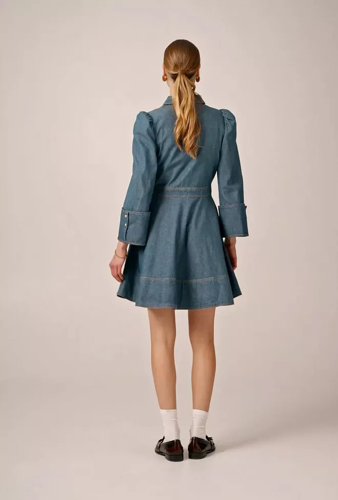 byTiMo Denim Mini Dress French Blue kjole 3