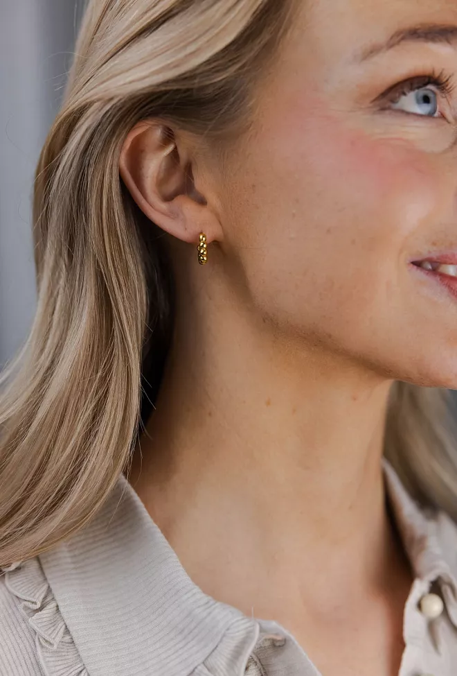 Enamel Ball Hoops Small Gold øredobber 3