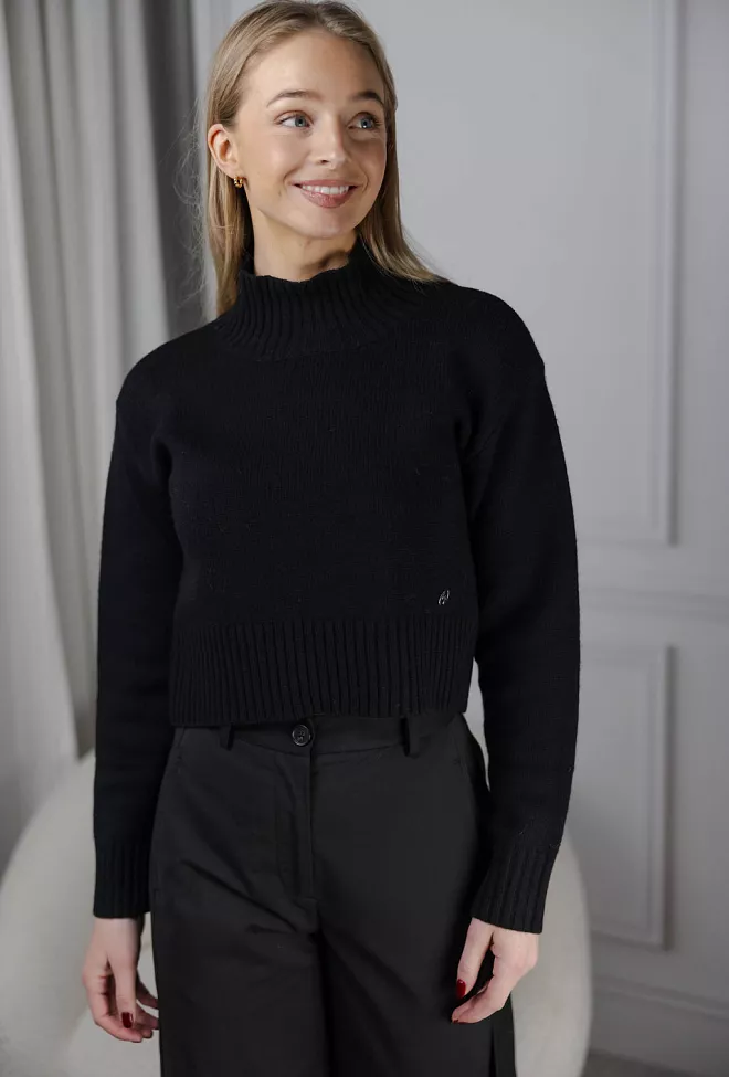 Holzweiler Wool Cropped Turtleneck Black genser 4