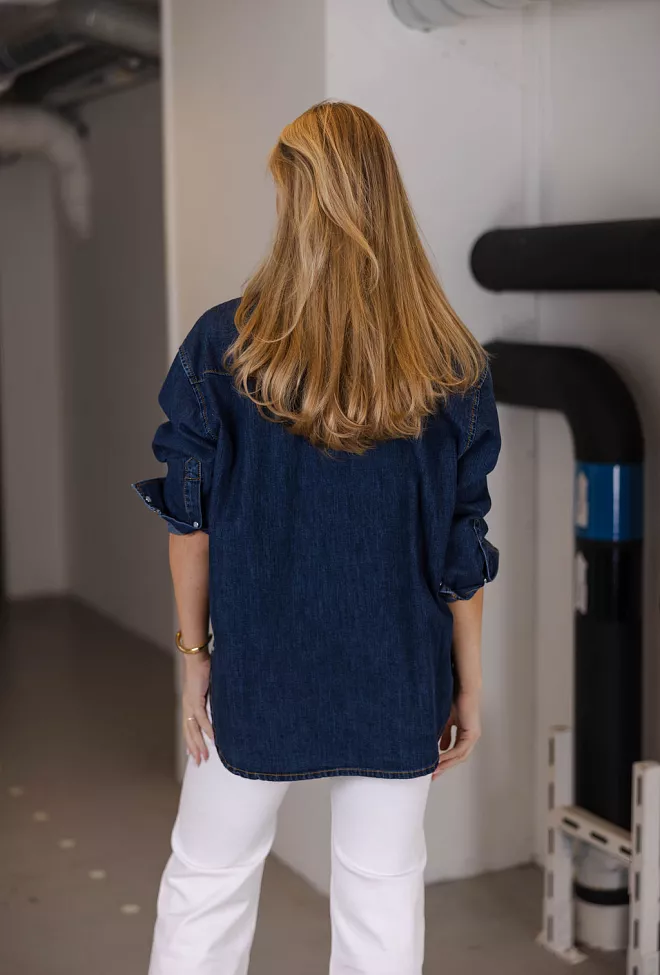jeanerica Angela Shirt Dark Blue Vintage skjorte 4