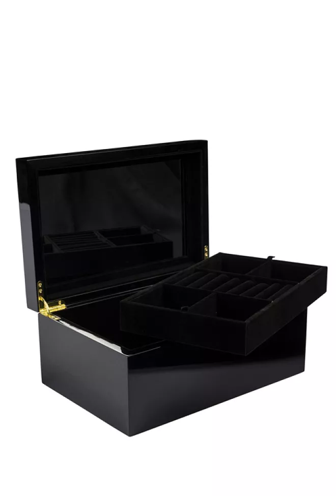 Dark Laquer Jewellery Box Black smykkeskrin