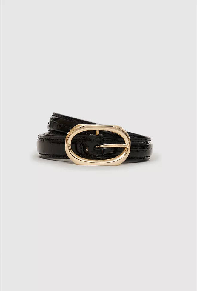 Anine Bing Mara Belt Black Embossed