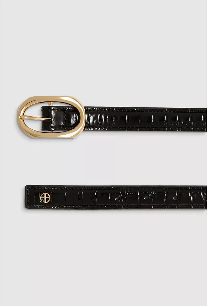 Anine Bing Mara Belt Black Embossed 3