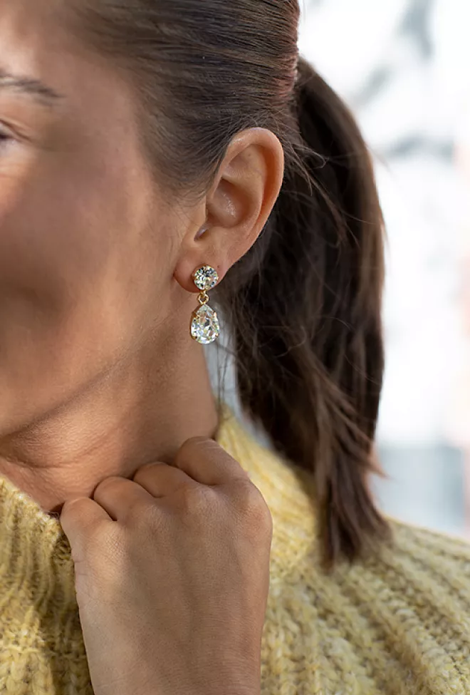 Mini Drop Earrings Gold Crystal Carma