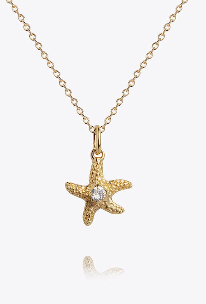 Caroline Svedbom Mini Sea Star Necklace Gold Crystal halskjede 2