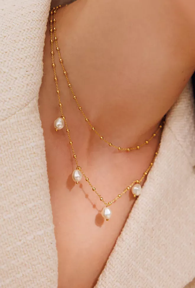Caroline Svedbom Emmy Pearl Necklace Gold smykke