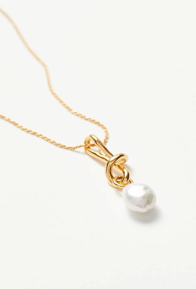 Missoma Molten Baroque Pearl Drop Pendant Necklace Gold smykke 2
