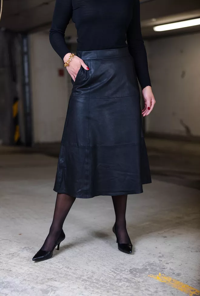 my essential wardrobe Karen Leather Skirt Black