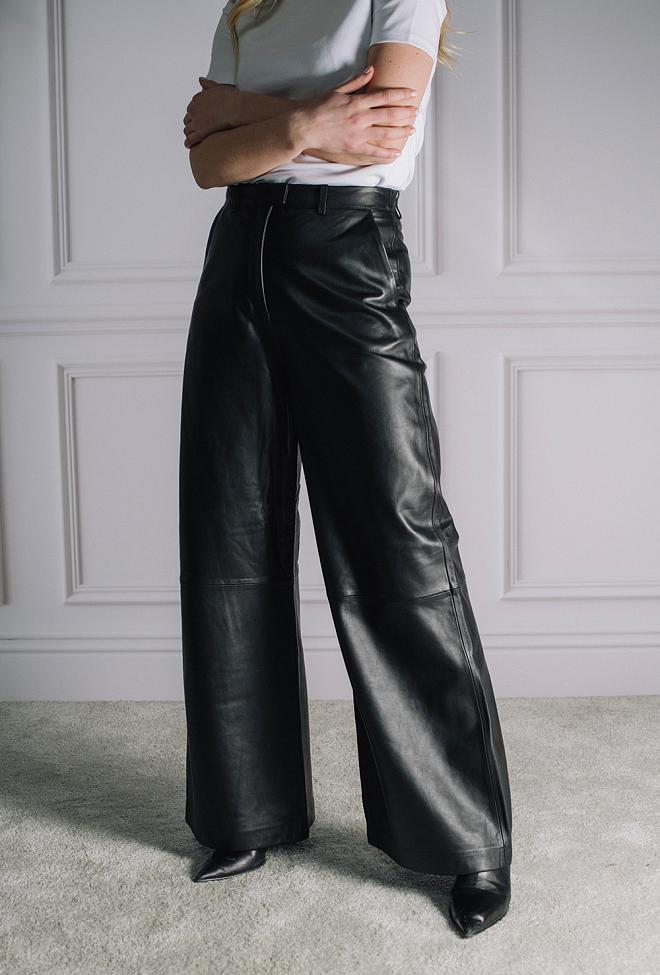 HiiL Studio Natalie Leather Pants Black skinnbukse 3