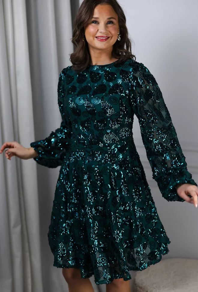 Nectar Wanda Sequins Dress Emerald kjole 2