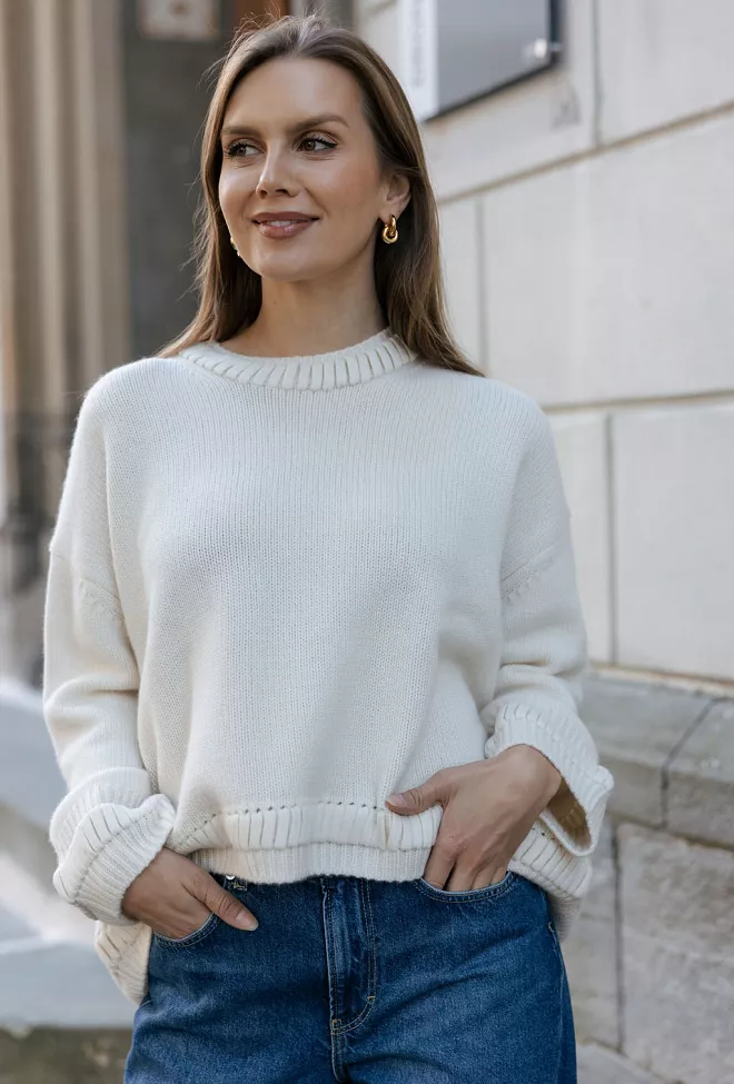 Notshy Cashmere Augustine Pullover Ecru  genser