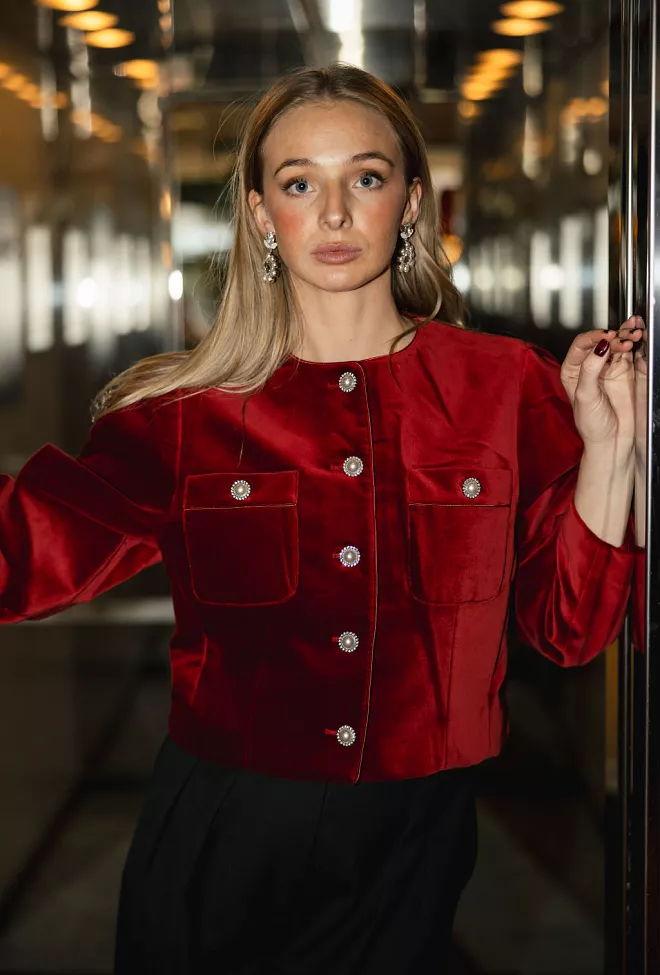 Pia Tjelta Louvre Velvet Jacket Red blazer