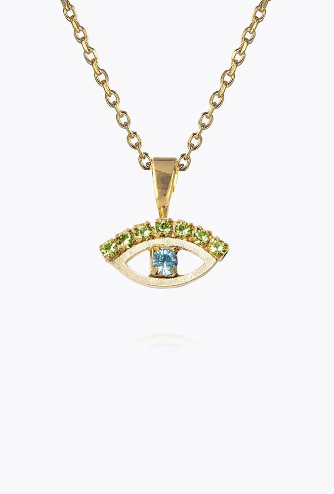 Caroline Svedbom Petite Greek Eye Necklace Gold Green/Blue smykke 2