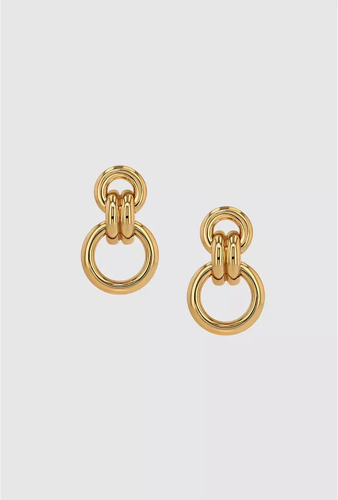 Anine Bing Round Link Drop Earrings Gold øredobber 4