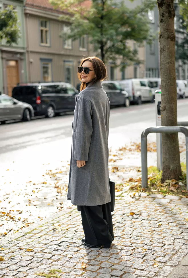 Sand Fiden Cashmere Coat Light Grey kåpe 3