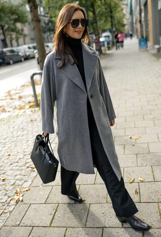 Sand Fiden Cashmere Coat Light Grey kåpe 4