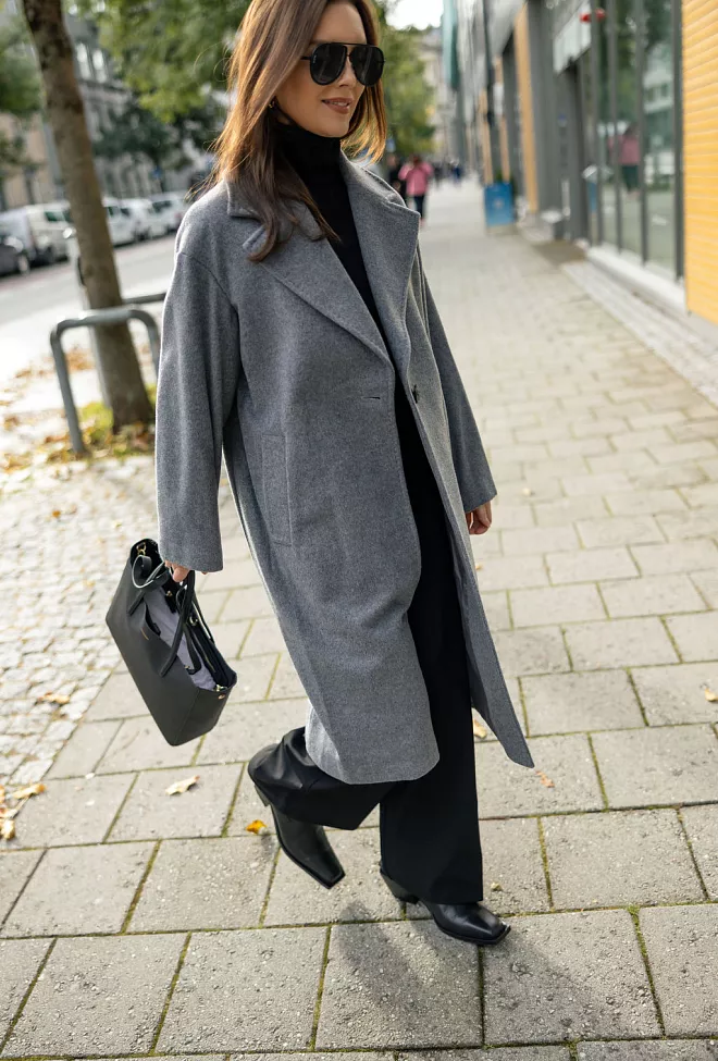 Sand Fiden Cashmere Coat Light Grey kåpe 5