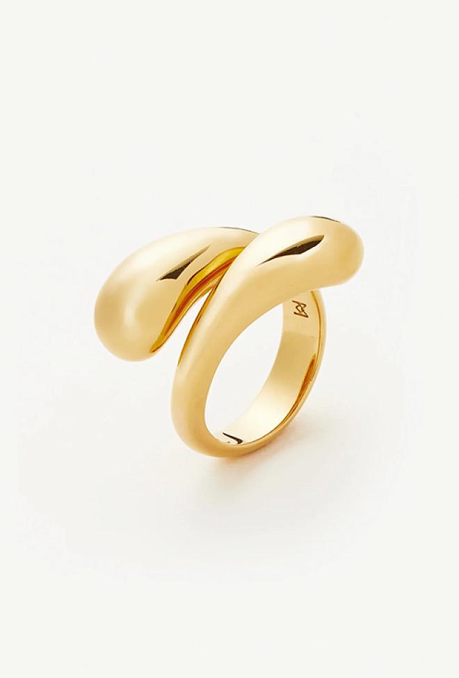Missoma savi sculptural crossover ring gold 2