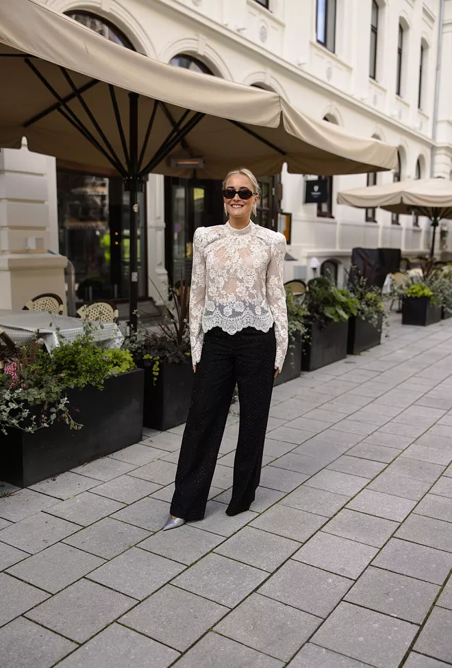 Self-Portrait Rhinestone Lace Top White bluse 7