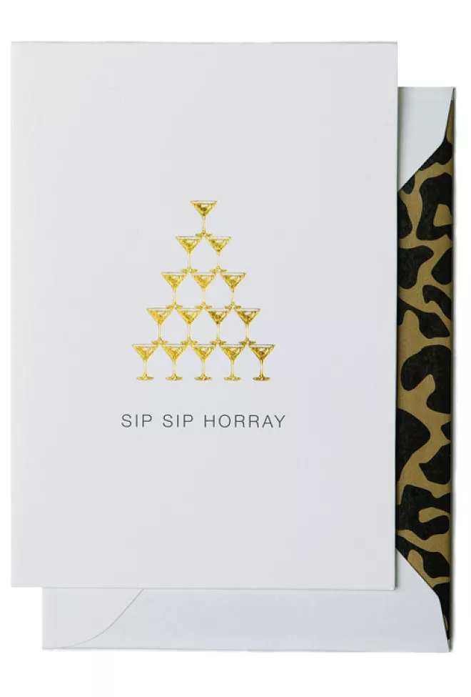 Cardsome Sip Sip Horray A6 White kort