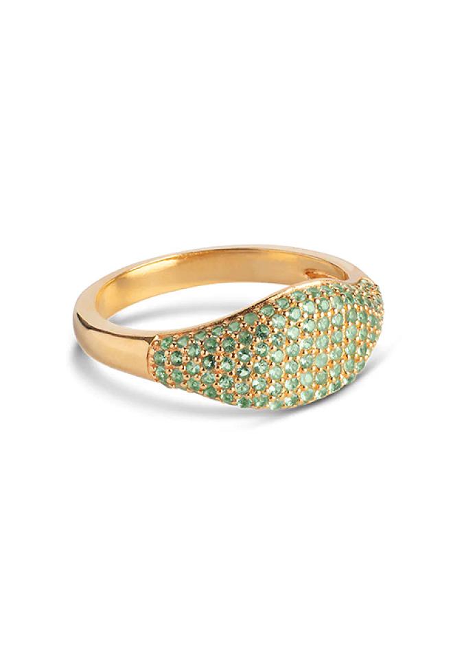 Enamel sparkling mary ring green