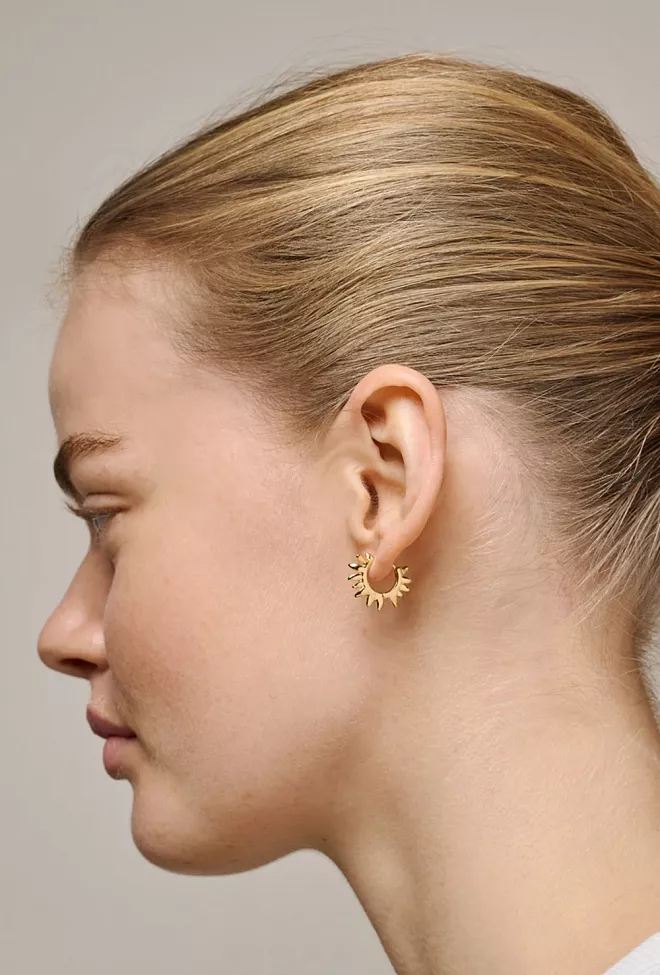 ENAMEL copenhagen Sunshine Leaves Hoops Gold Øredobber