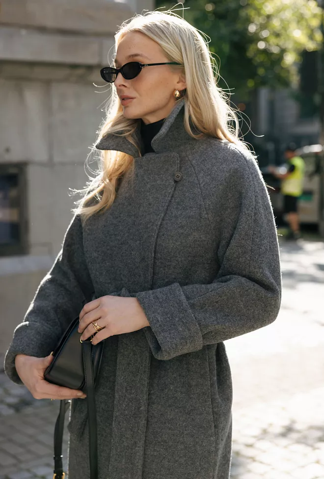 the product by Venessa rudjord wool coat long grey