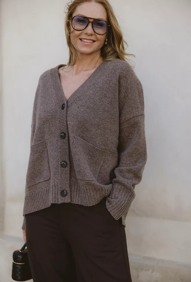 HiiL Studio Valentina Cardigan Dk Nature Melange strikket jakke 5