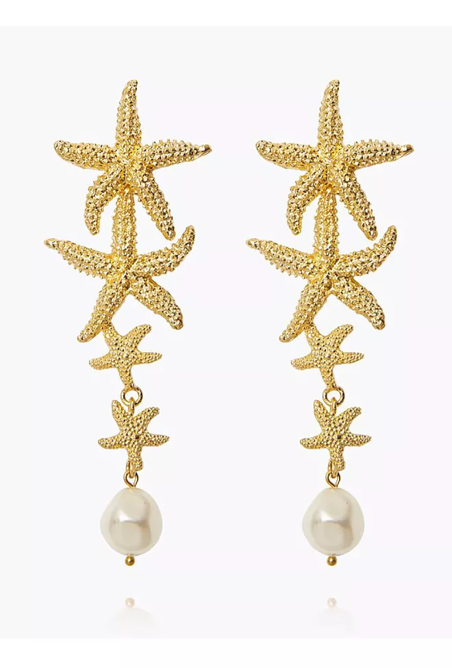 Caroline Svedbom Falling Sea Star Earrings Gold Pearl øredobber 2