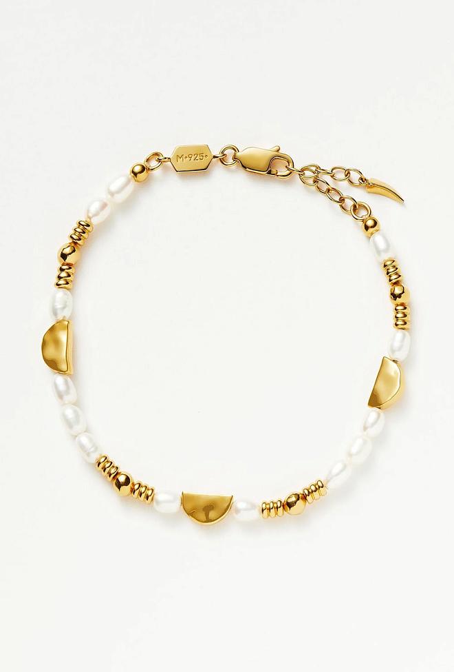 Missoma Zenyu Seed Pearl Half Moon Bracelet Gold armbånd 3